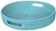 A & B Home Ivory Coast Sky Blue Rattan Round Tray-0