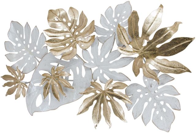 Classy Living Gold and White Tropical Leaves Wall Decor-0