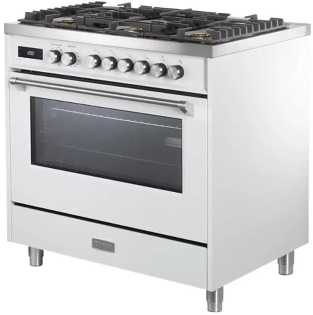 Verona® Ultima 36" White Pro Style Dual Fuel Range-1