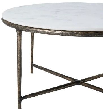Renwil® Pearse Natural White Coffee Table with Brass Base -3