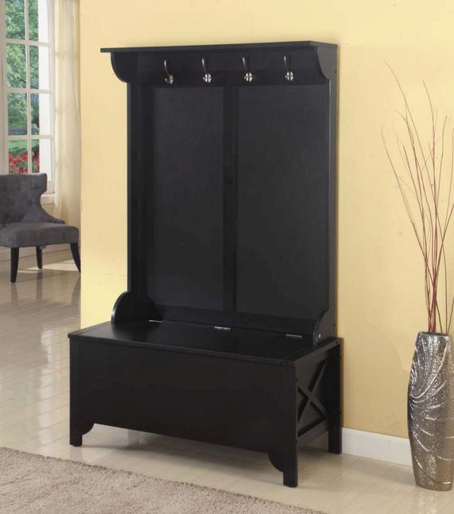 Linon Anna Antique Black Wide Hall Tree-3