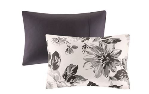 Olliix by Intelligent Design Dorsey Black and White King/California King Floral Print Comforter Set-4