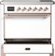 Ilve® Majestic III 36" White Pro Style Induction Range with Solid Door and Copper Trim-2
