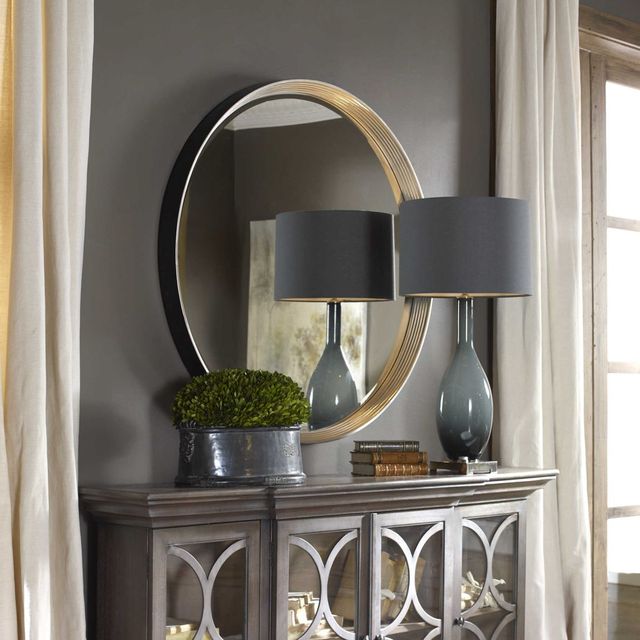 Uttermost® Serenza Silver Leaf Round Mirror-2