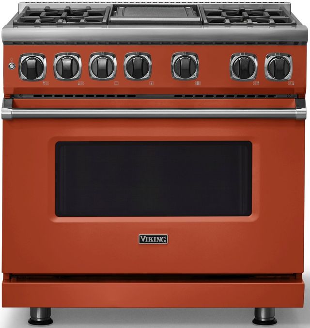 Viking® 7 Series 36" Spiced Cider Pro Style Dual Fuel Range With Griddle-0