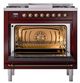Ilve® Nostalgie II Noblesse 36'' Burgundy Pro Style Dual Fuel Range with Burnished Trim-1