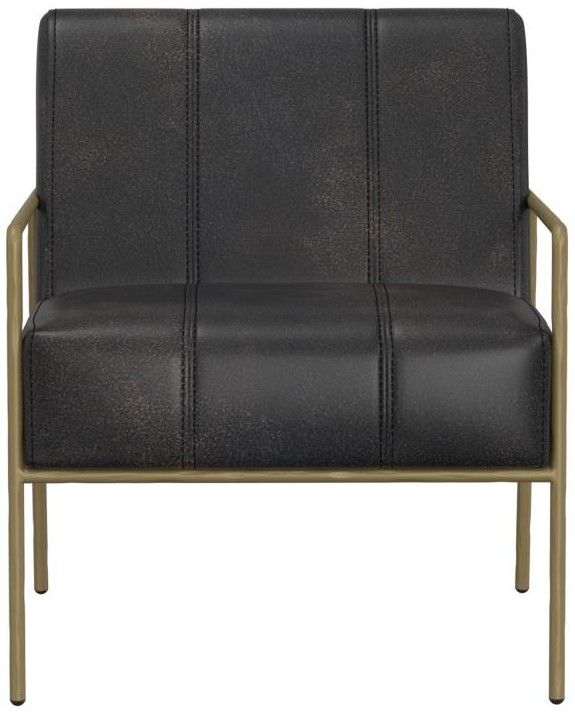 International Furniture Direct Aragon Black/Blacksmithing Gold Accent Chair-2
