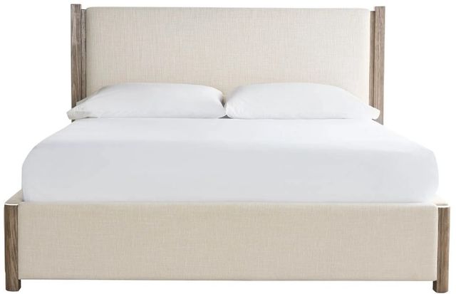 Universal Explore Home™ Dwell Asbury Oatmeal/Boulder Upholstered Queen Panel Bed-2
