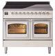 Ilve® Nostalgie II Noblesse 40'' Antique White Pro Style Induction Range with Chrome Trim-0