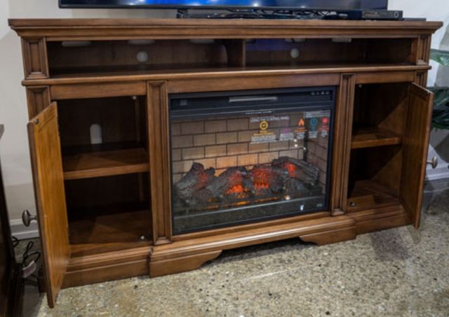 Signature Design by Ashley® Channley Brown XL TV Stand with Fireplace-1