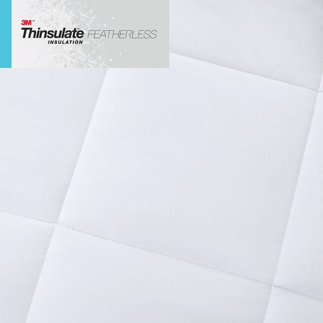Olliix by Sleep Philosophy White King Year Round Warmth 300 Thread Count Cotton Sateen White Down Alternative 3M Thinsulate Comforter-2