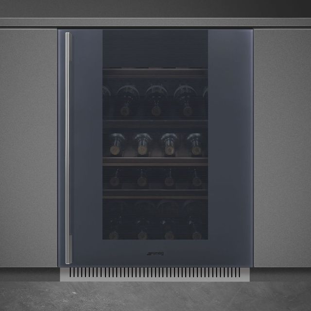 Smeg Linea 24" 4 Cu. Ft. Neptune Gray Built-In Wine Cooler-1