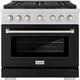ZLINE 30" Satin Stainless Steel Pro Style Dual Fuel Range with Black Matte Door-0