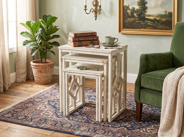 Sunny Designs™ 3-Piece White Sand Nesting Table Set-1
