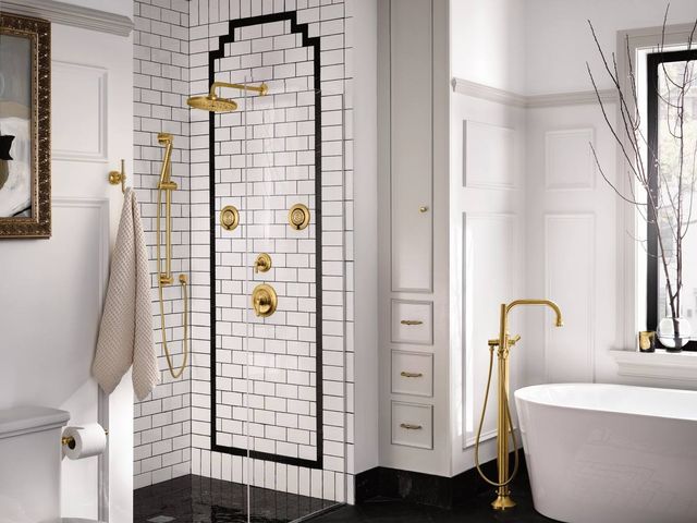 Moen® Colinet™ Brushed Gold One-Handle Tub Filler with Hand Shower-3