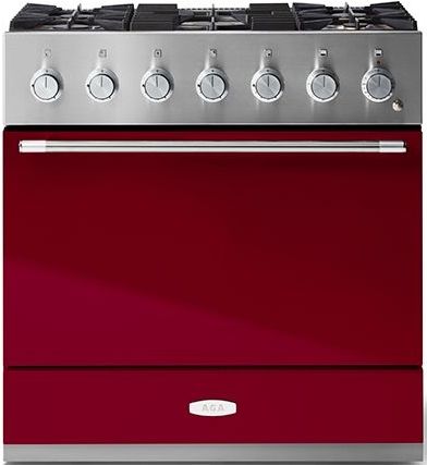 AGA™ Mercury 36" Stainless Steel Pro Style Dual Fuel Range with Cranberry Door-0