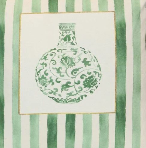 Stylecraft Tamara Day White Designer Pillow with Green Stripes-1