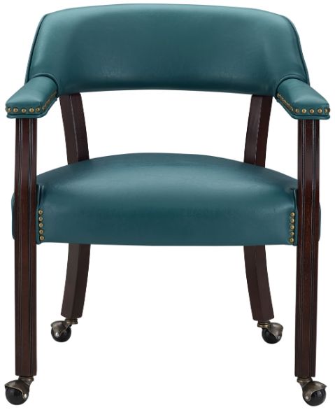 Steve Silver Co. Tournament 5-Piece Medium Cherry/Teal Dining Table Set-3