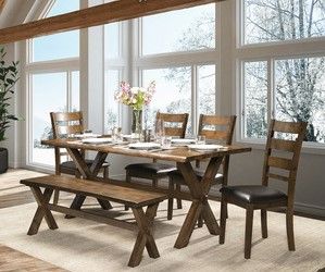 Mazin Furniture Sansa Warm Oak Brown Dining Bench-1