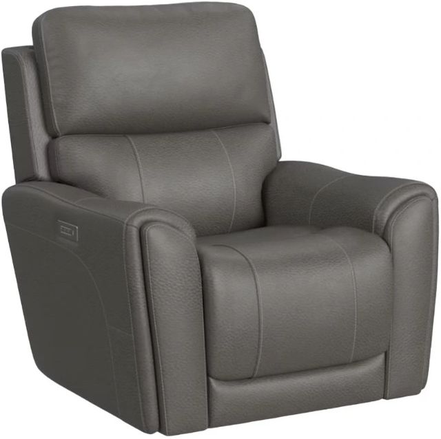 Flexsteel® Carter Smoke Power Recliner with Power Headrest and Lumbar-0