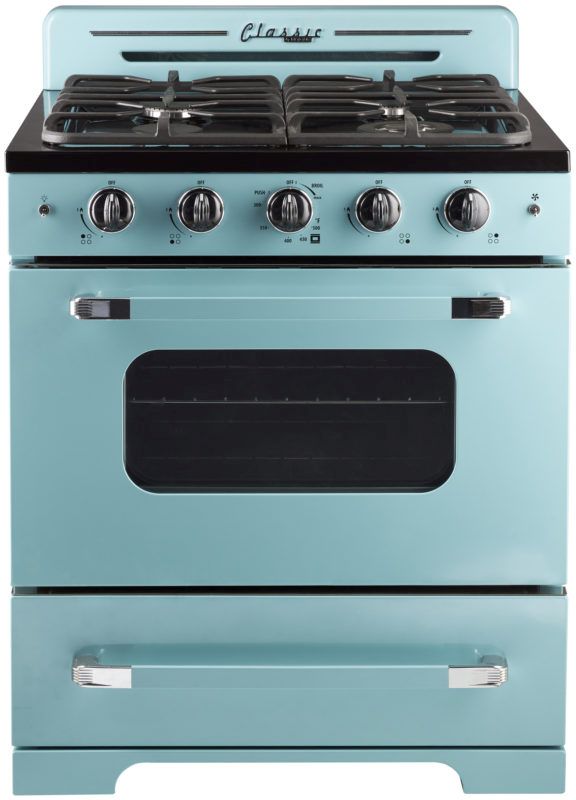 Unique® Appliances Classic Retro 30" Ocean Mist Turquoise Freestanding Natural Gas Range-0