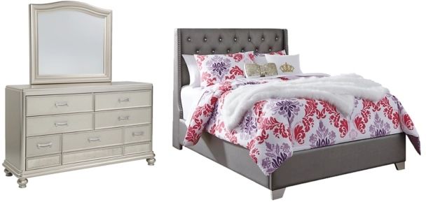 Signature Design by Ashley® Coralayne 3-Piece Silver Youth Full Upholstered Panel Bed Set-0