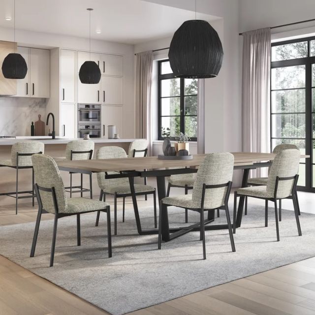 Amisco Customizable Charlie White Oak Veneer Dining Table with Extension-3