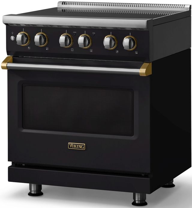 Viking® 5 Series 30" Onyx Pro Style Induction Range with Brushed Brass Trim-3