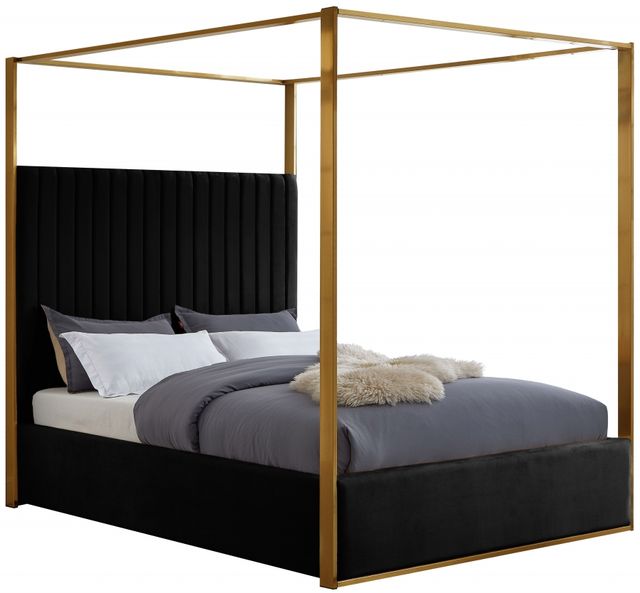Meridian Furniture Jones Black Queen Upholstered Canopy Bed-0