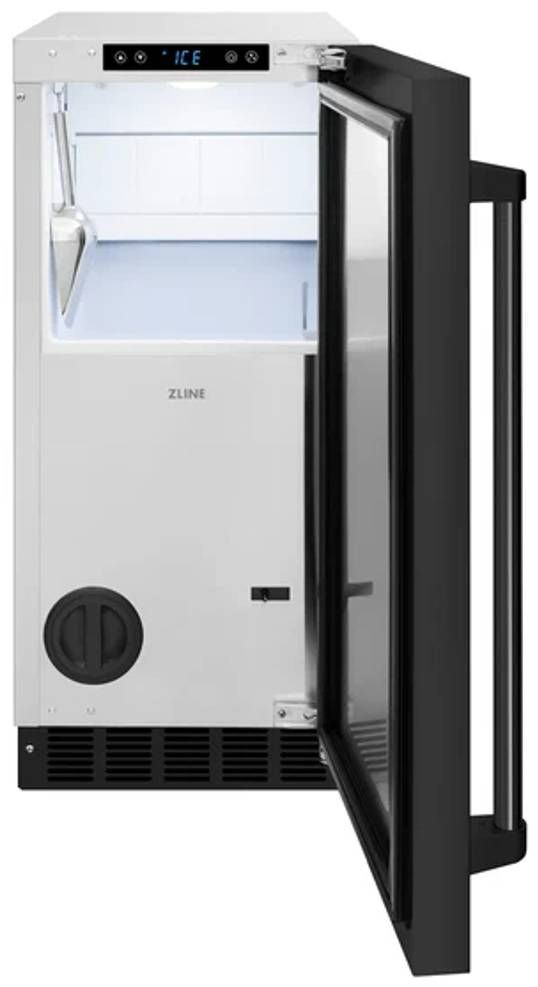 ZLINE Touchstone 15" 66 lb. Stainless Steel Gourmet Ice Maker with Drain Pump and Black Stainless Steel Door-2