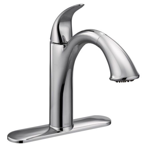 Moen® Camerist Chrome One-Handle Low Arc Pullout Kitchen Faucet-0