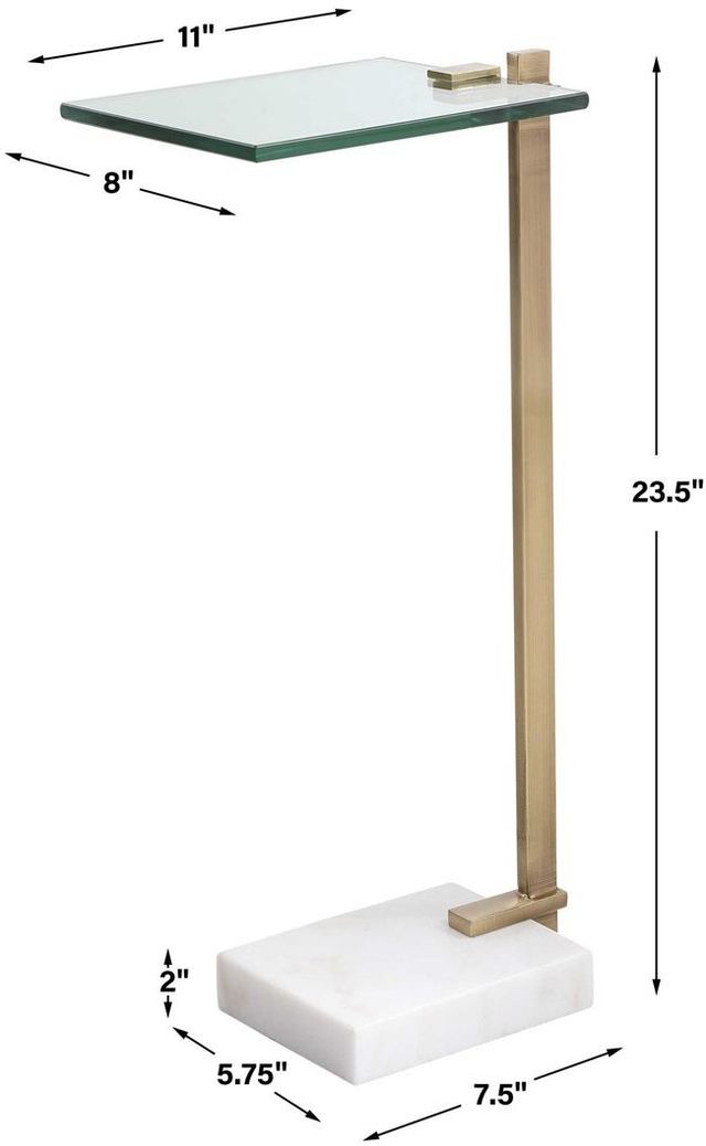 Uttermost® Butler Glass Top Accent Table with Brushed Brass/White Base-2