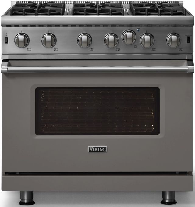 Viking® 5 Series 36" Damascus Gray Pro Style Liquid Propane Gas Range-3