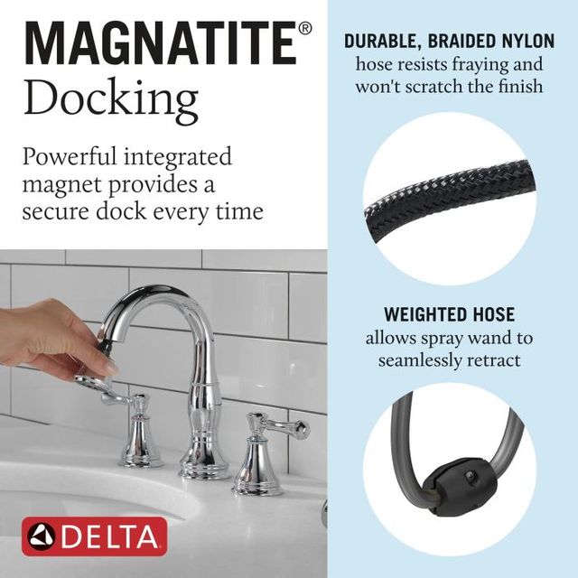 Delta Cassidy® Chrome 2-Handle Pull Down Bathroom Faucet Trim-2