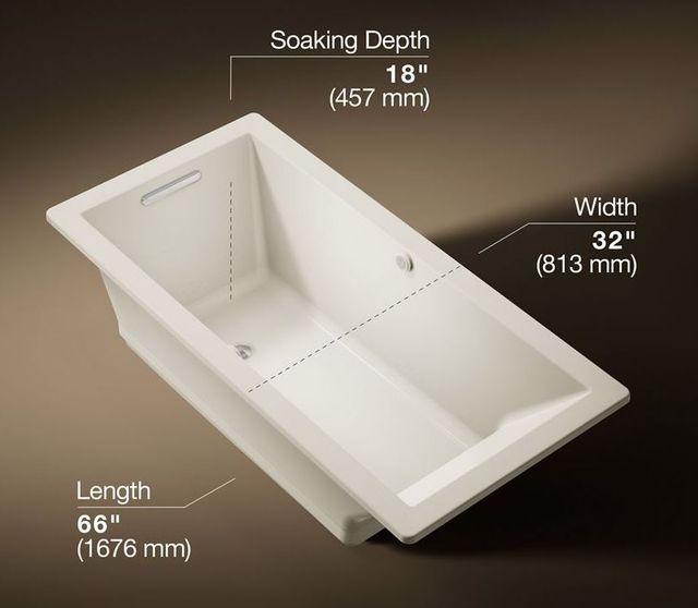 KOHLER® Underscore® Biscuit 66" x 32" Drop-In/Undermount BubbleMassage™ Air Bath with Bask® Heated Surface-2