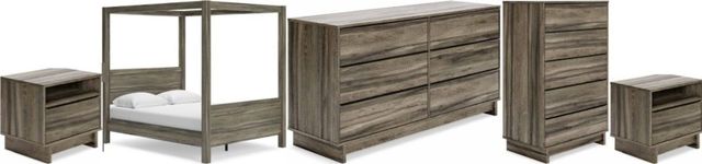 Signature Design by Ashley® Shallifer 5-Piece Brown Queen Canopy Bed Set-0