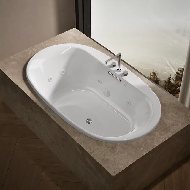 Kohler® Underscore® White 72" x 42" Drop-In Heated Whirlpool Bath-2