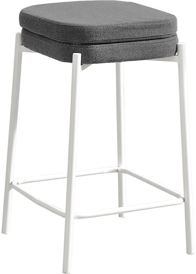 Monarch Specialties Inc. 2-Piece Grey/White 26" Upholstered Counter Height Stools Set-0