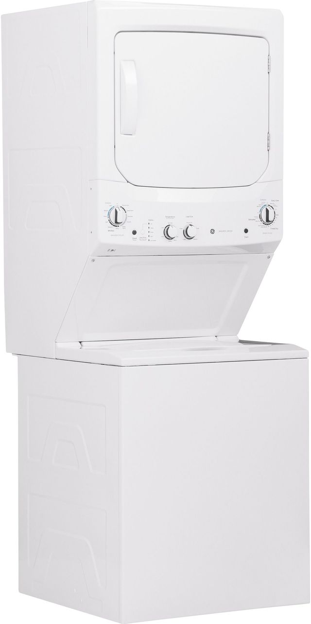 GE® 3.8 Cu. Ft. Washer, 5.9 Cu. Ft. Dryer White on White Stack Laundry-4
