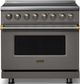 Viking® 5 Series 36" Damascus Gray Pro Style Induction Range with Brushed Brass Trim-0