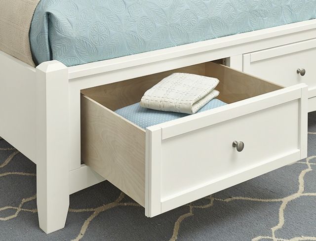 Vaughan-Bassett Bonanza Blue/White Queen Upholstered Panel Storage Bed-2