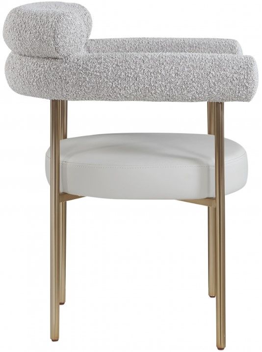 Meridian Furniture Blake Taupe/Brushed Brass Dining Arm Chair-2