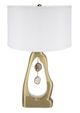 A & B Home Gold/White Geode Shaped Table Lamp with Drum Shade-0