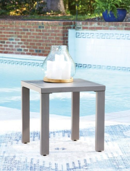 Signature Design by Ashley® Dillon Beach Gray Wooden Outdoor Square End Table-1