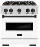 ZLINE Classic Autograph Edition 30" Stainless Steel Pro Style Gas with White Matte Door and Matte Black Accents-0