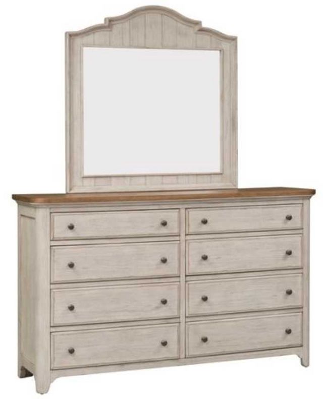 Liberty Furniture Farmhouse Reimagined Antique White Chestnut Dresser and Mirror