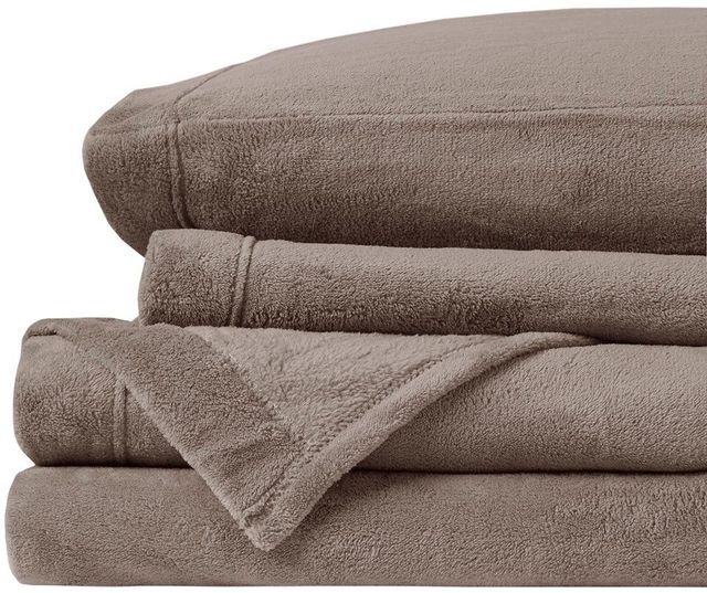 Olliix by True North by Sleep Philosophy Brown King Soloft Plush Sheet Set-0
