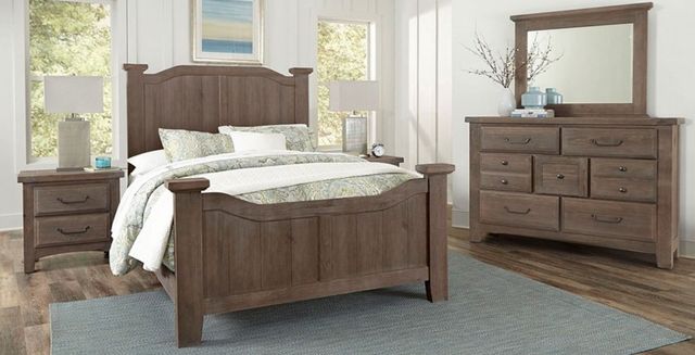 American Wholesale Furniture Lumbermill Saddle Grey Queen Panel Bed-1