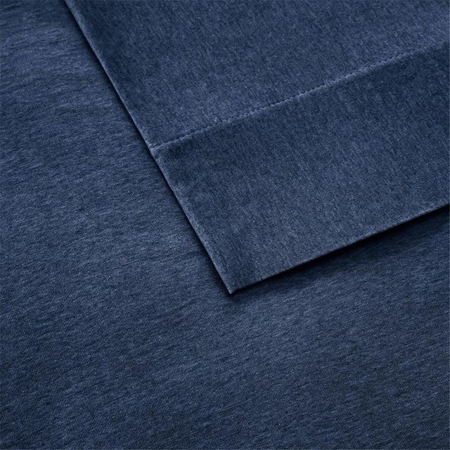 Olliix by INK+IVY Navy Queen Cotton Jersey Knit All Season Heathered Sheet Set-2