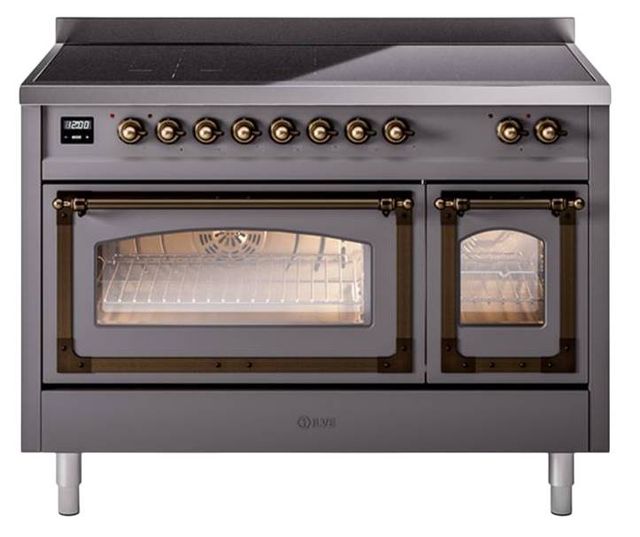 Ilve® Nostalgie II Noblesse 48'' Graphite Matte Pro Style Induction Range with Burnished Trim-0